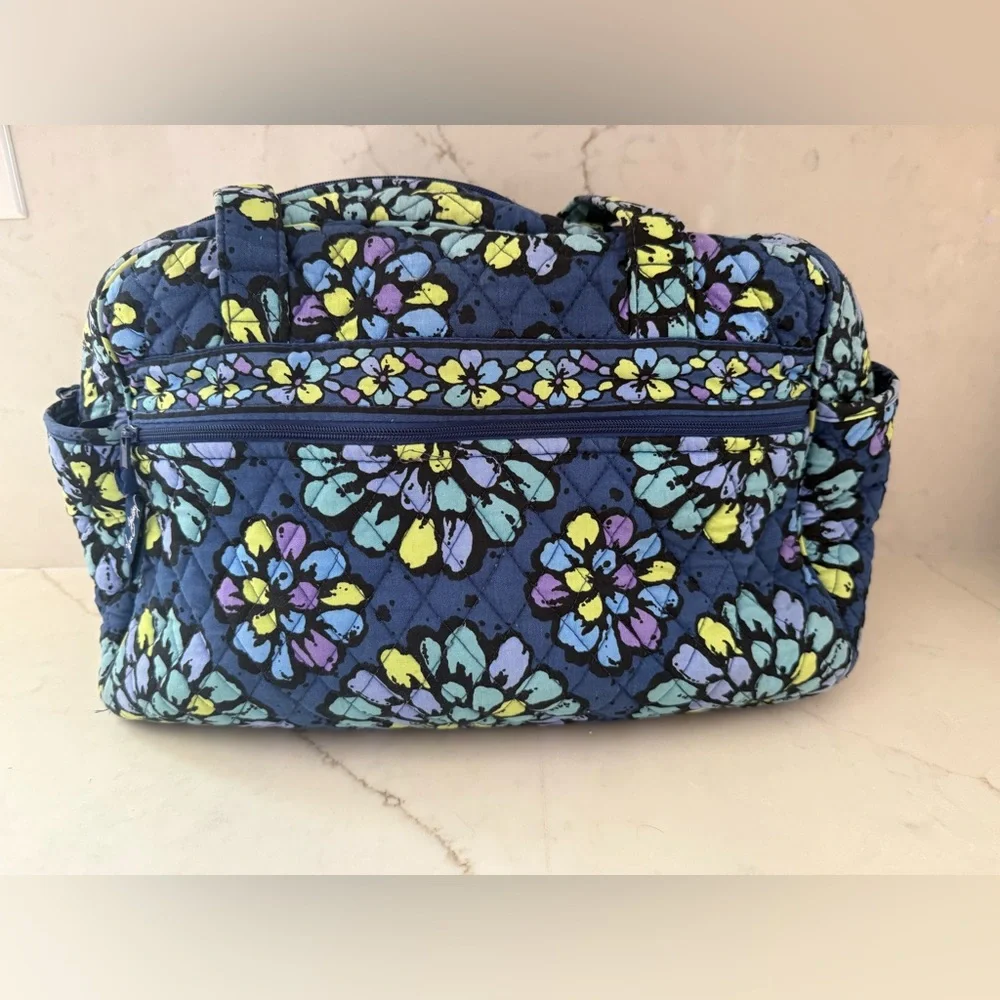 Vera Bradley Indigo Pop Quilted Diaper Bag Tote Blue Purple Green Shoulder Strap